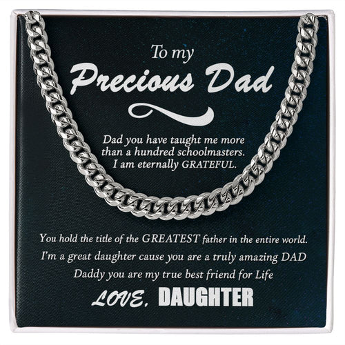 Father's Day Necklace Gift For Dad From Daughter, To My Dad Cuban Link Chain