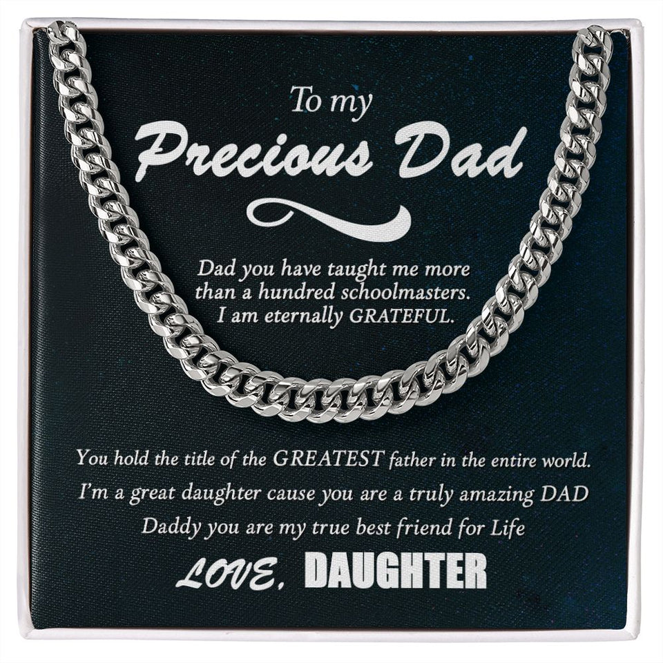 Father's Day Necklace Gift For Dad From Daughter, To My Dad Cuban Link Chain