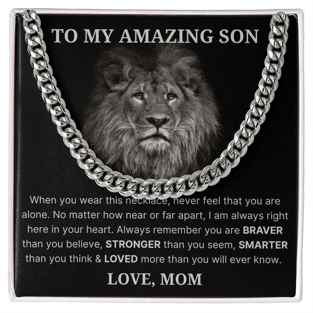 Never Feel That You Are Alone - Length Adjustable Cuban Link Chain For Son