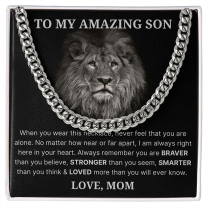 Never Feel That You Are Alone - Length Adjustable Cuban Link Chain For Son