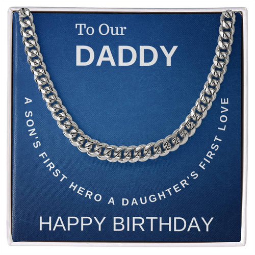Daddy Happy Birthday Cuban Link Chain Men's Necklace