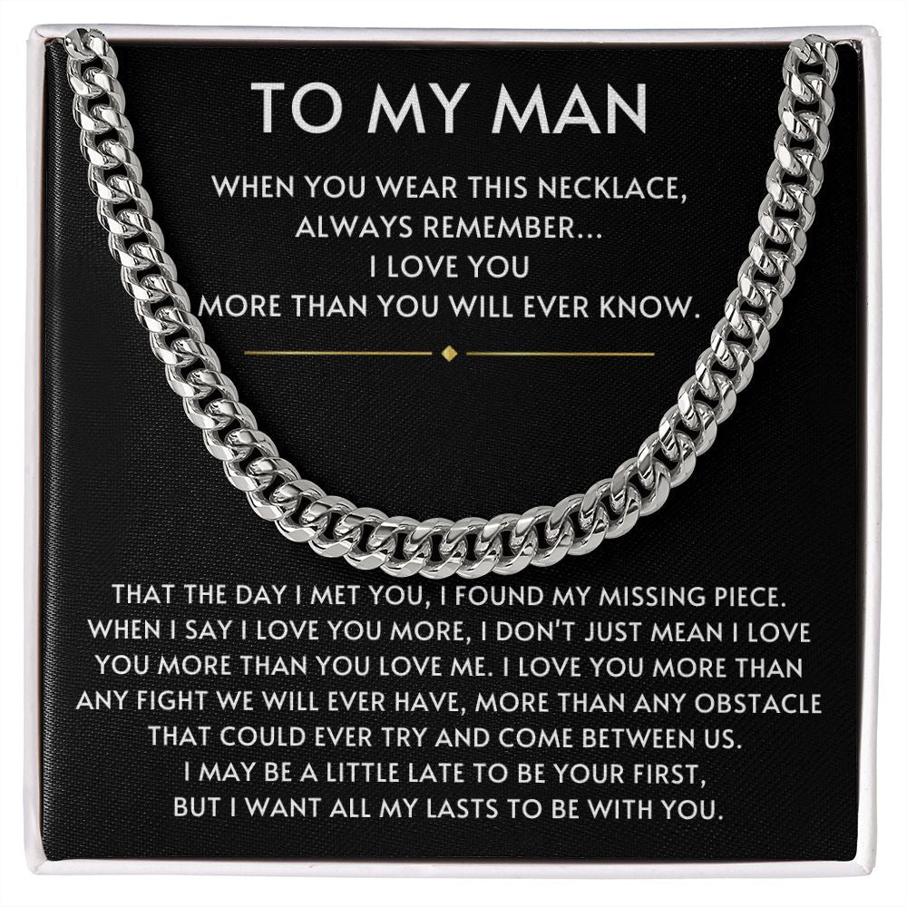 To my Man- Always Remember Cuban Link Chain-Black
