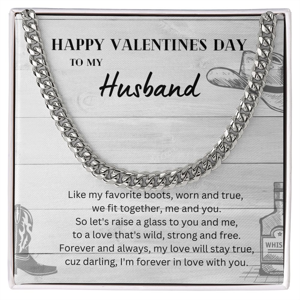 Happy Valentine's Day To My Husband Cuban Link Chain Necklace Gift For Mom, necklace For Wife, Gift For Mother's Day