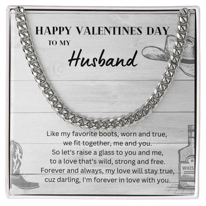 Happy Valentine's Day To My Husband Cuban Link Chain Necklace Gift For Mom, necklace For Wife, Gift For Mother's Day