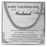 Happy Valentine's Day To My Husband Cuban Link Chain Necklace Gift For Mom, necklace For Wife, Gift For Mother's Day