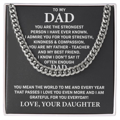 To My Dad - You are my father teacher and my best friend, Gift for Dad, Birthday Gift, Father's Day Gift, Cuban Link Chain Necklace