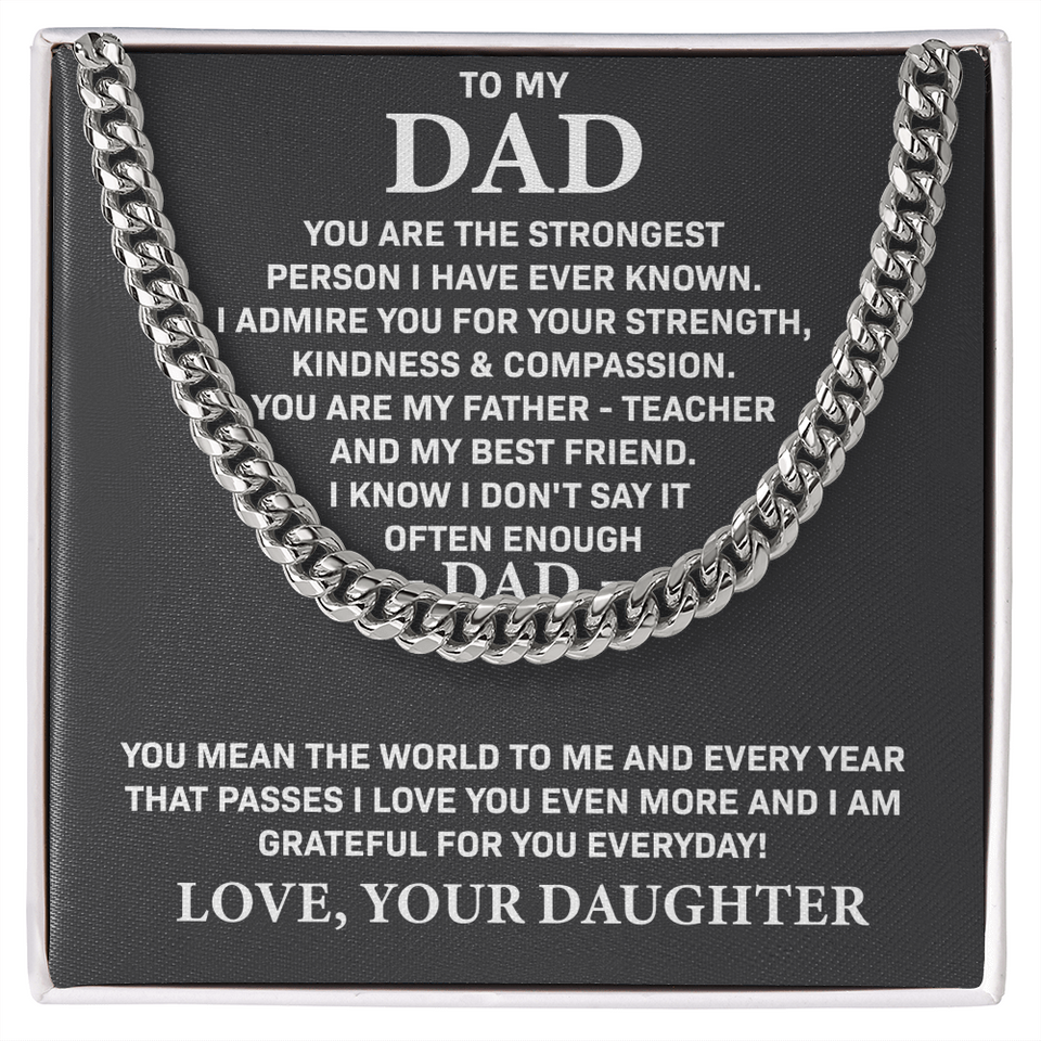 To My Dad - You are my father teacher and my best friend, Gift for Dad, Birthday Gift, Father's Day Gift, Cuban Link Chain Necklace