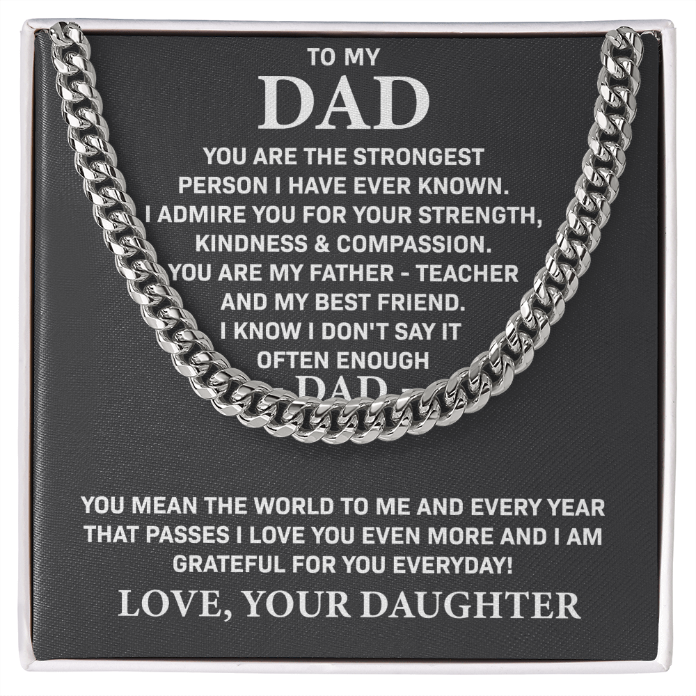 To My Dad - You are my father teacher and my best friend, Gift for Dad, Birthday Gift, Father's Day Gift, Cuban Link Chain Necklace