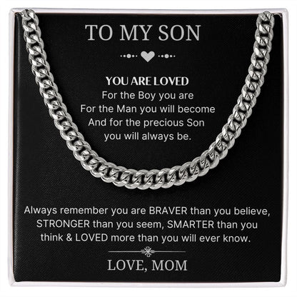 You Are Loved - Length Adjustable Cuban Link Chain For Son