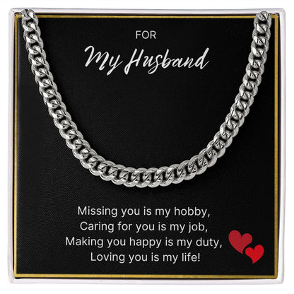 For My Husband necklace, Loving You Is My Life - Cuban Link Chain For Husband