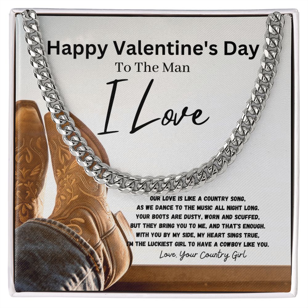 Happy Valentine's Day To The Man I Love Cuban Link Chain Necklace Gift For Mom, necklace For Wife, Gift For Mother's Day