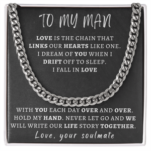 Necklace for Man - We Will Write Our Life Story Together, Birthday Gift for Man, Anniversary Gift, Cuban Link Chain Necklace