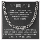 Necklace for Man - We Will Write Our Life Story Together, Birthday Gift for Man, Anniversary Gift, Cuban Link Chain Necklace