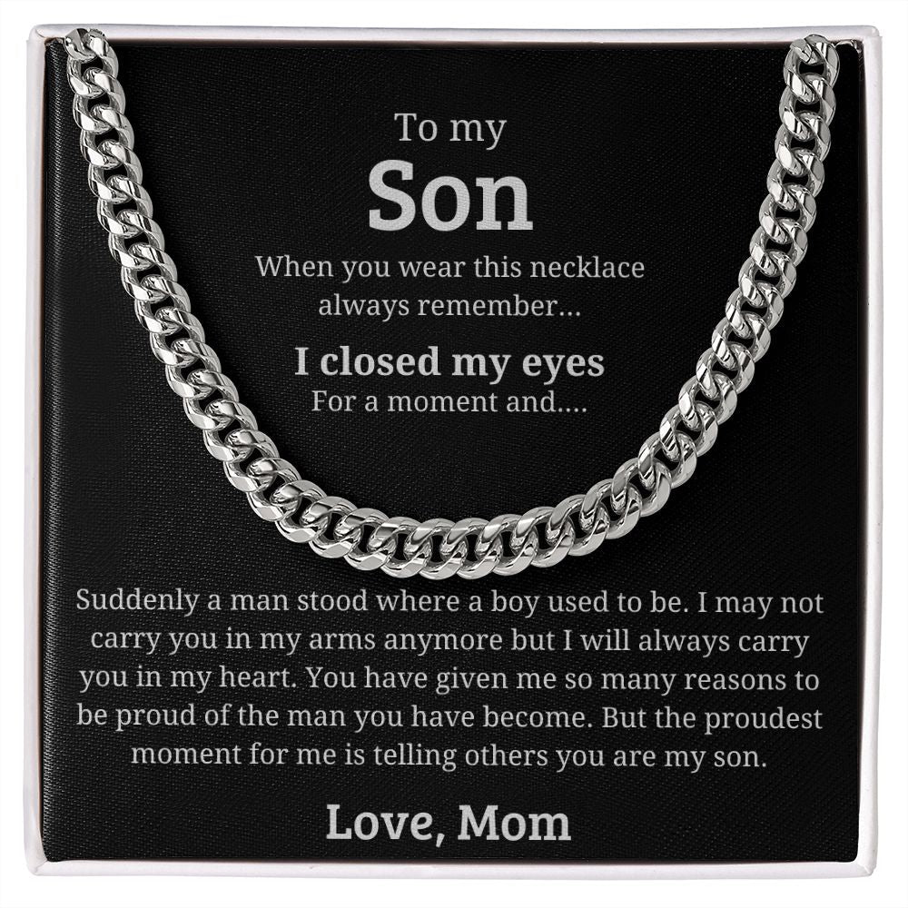 A Man Stood Where A Boy Used to Be - Length Adjustable Cuban Link Chain For Son