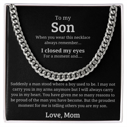 A Man Stood Where A Boy Used to Be - Length Adjustable Cuban Link Chain For Son