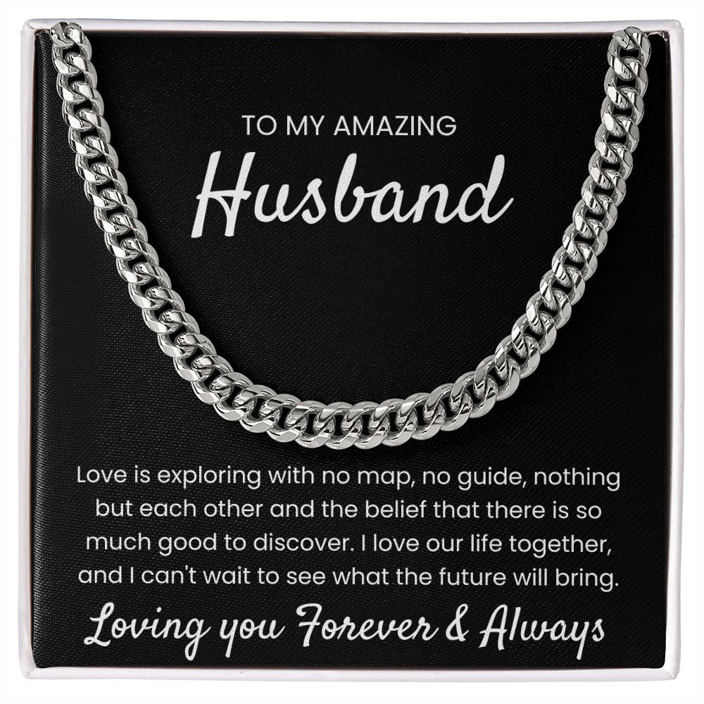 Love Is - Length Adjustable Cuban Link Chain For Husband