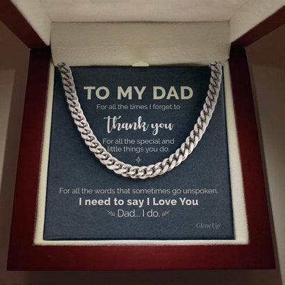 Pamaheart- To My Dad - Thank you for all - Cuban Link Chain, Gift For Man, Husband, Gift For Birthday, Christmas