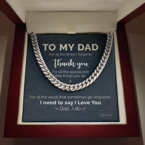 Pamaheart- To My Dad - Thank you for all - Cuban Link Chain, Gift For Man, Husband, Gift For Birthday, Christmas