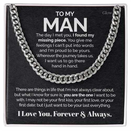 Pamaheart- To my Man - I found my missing piece - Cuban Link Chain, Gift For Man, Husband, Gift For Birthday, Christmas