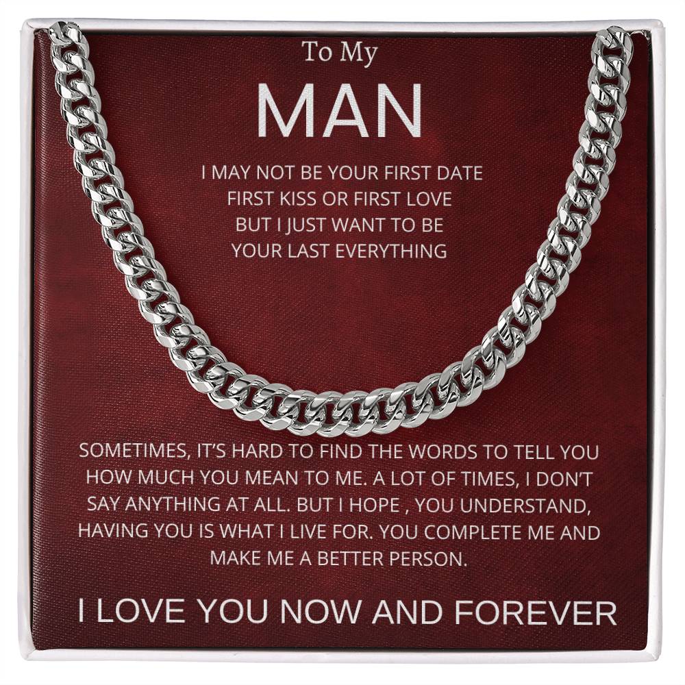 To My Man Cuban Link Chain Necklace Gift for Boyfriend Husband or Soulmate