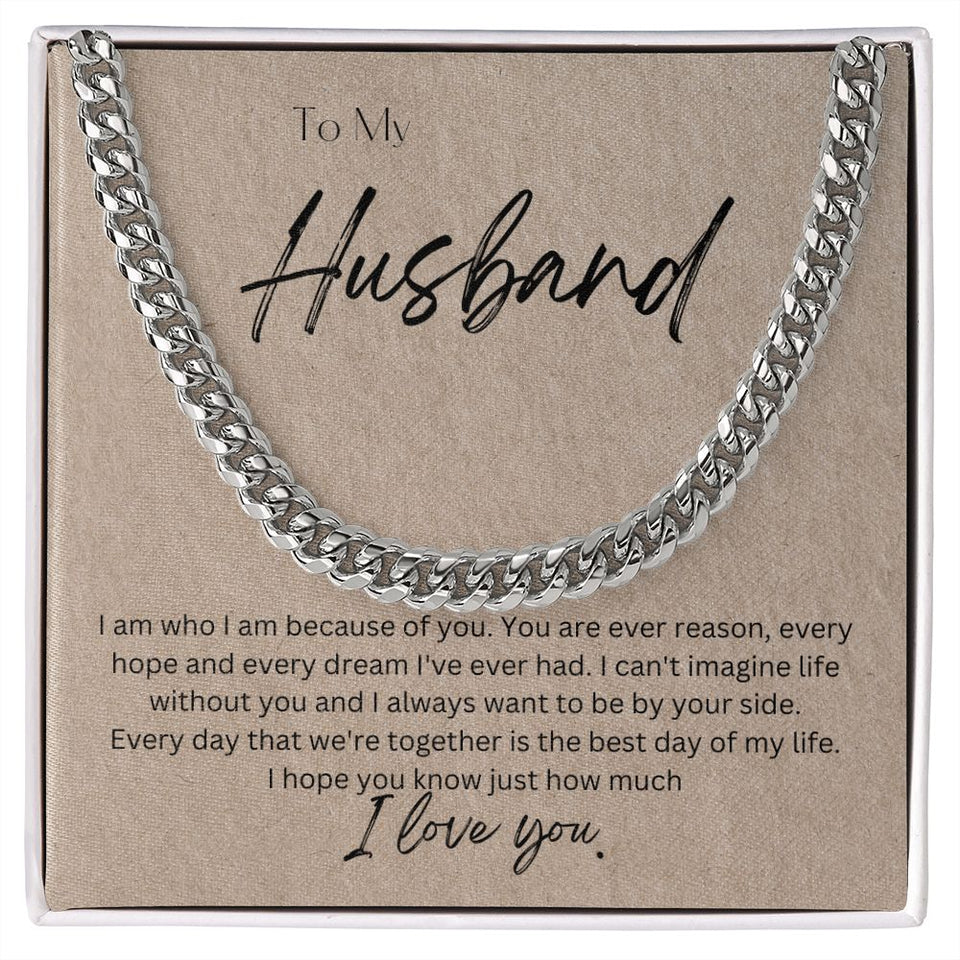 To My Husband Cuban Chain Link Necklace Gift For Mom, necklace For Wife, Gift For Mother's Day