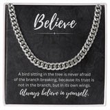 Believe In Yourself Cuban Chain Link Necklace Gift For Mom, necklace For Wife, Gift For Mother's Day