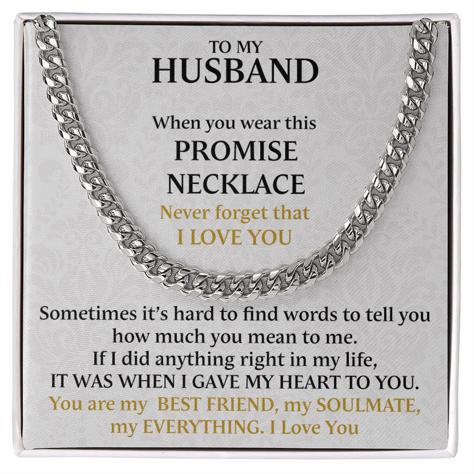Promise Necklace Adjustable Cuban Chain My Everything For Husband - Necklace for Husband, Gift for Valentine's Day
