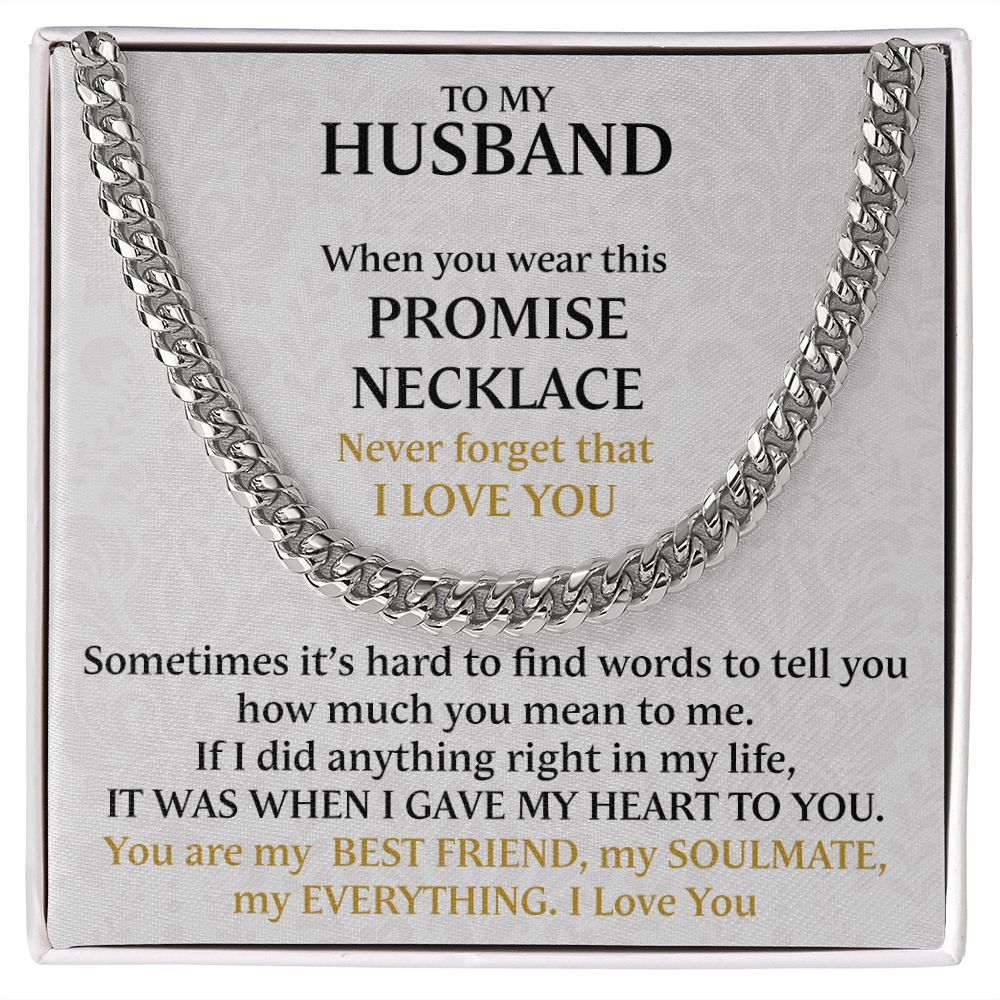 Promise Necklace Adjustable Cuban Chain My Everything For Husband - Necklace for Husband, Gift for Valentine's Day