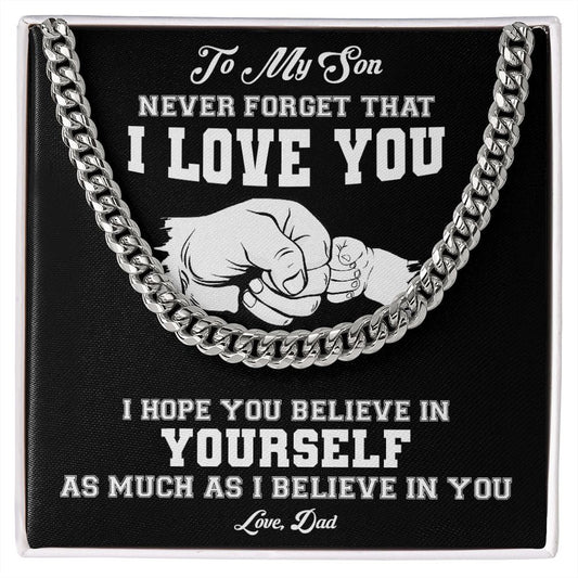 My Son | Never Forget - Cuban Link Chain Gift For Mom, necklace For Wife, Gift For Mother's Day