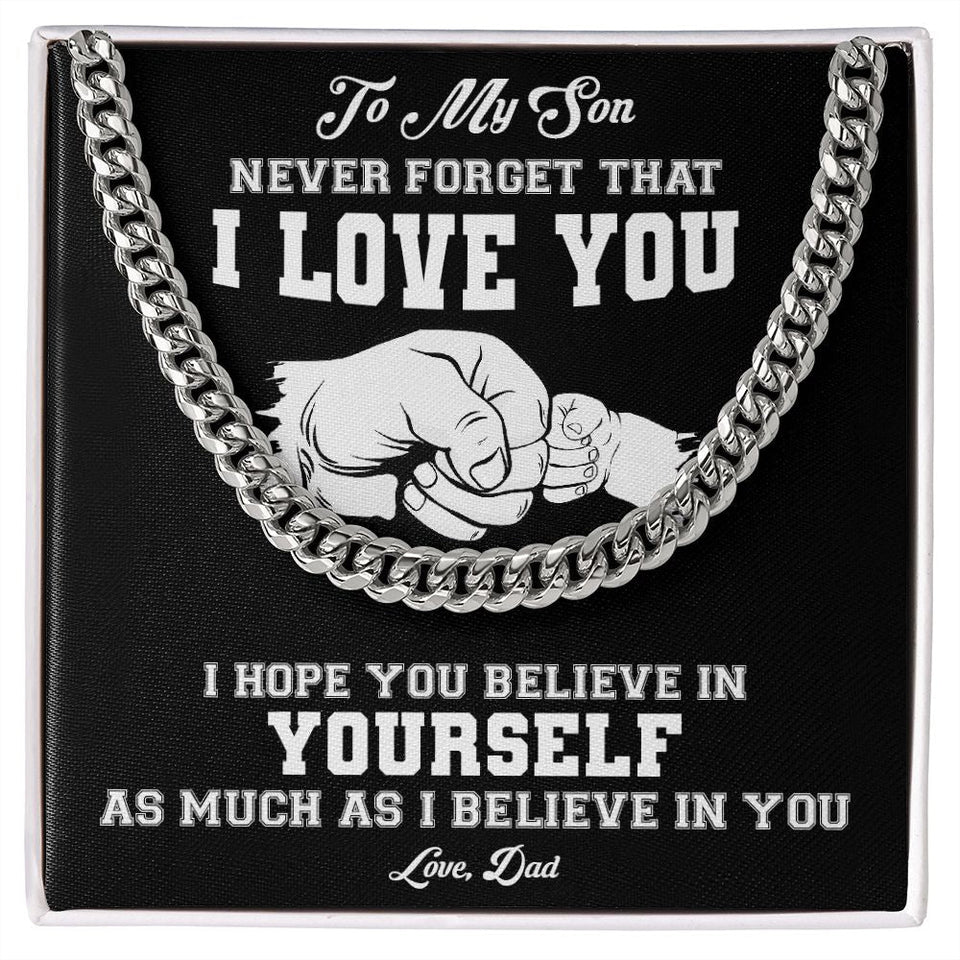 My Son | Never Forget - Cuban Link Chain Gift For Mom, necklace For Wife, Gift For Mother's Day