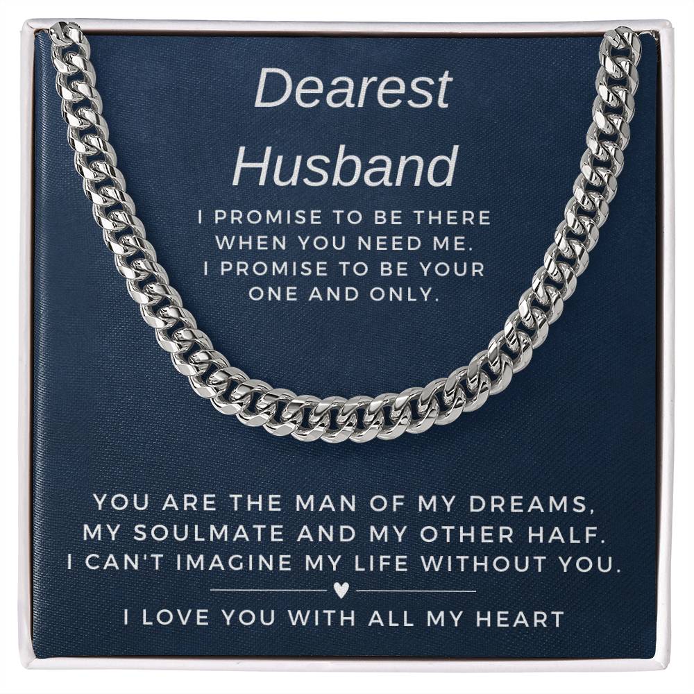 Dearest Husband Cuban Link Chain Necklace for Men