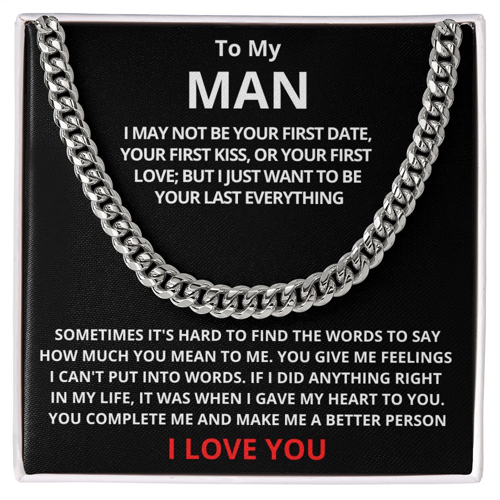 To My Man Cuban Link Chain (Stainless Steel) Gift For Mom, necklace For Wife, Gift For Mother's Day