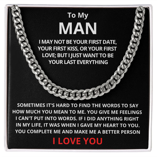 To My Man Cuban Link Chain (Stainless Steel) Gift For Mom, necklace For Wife, Gift For Mother's Day