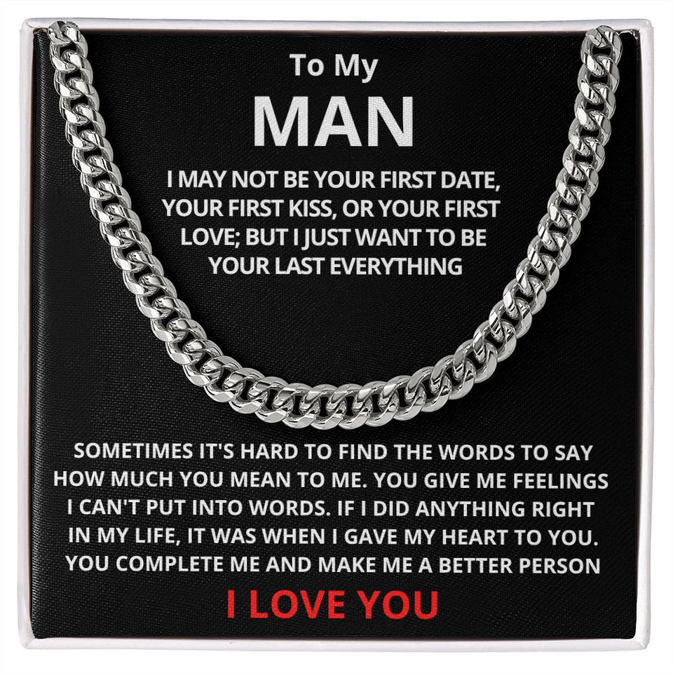 To My Man Cuban Link Chain (Stainless Steel) Gift For Mom, necklace For Wife, Gift For Mother's Day