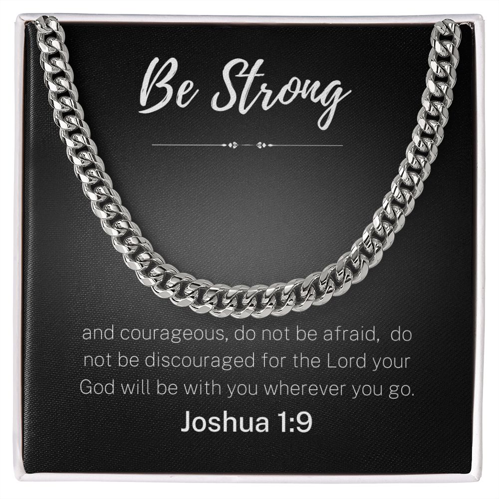 Be Strong Scripture Cuban Chain Link Necklace Gift For Mom, necklace For Wife, Gift For Mother's Day