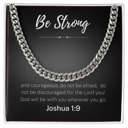 Be Strong Scripture Cuban Chain Link Necklace Gift For Mom, necklace For Wife, Gift For Mother's Day