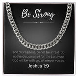 Be Strong Scripture Cuban Chain Link Necklace Gift For Mom, necklace For Wife, Gift For Mother's Day
