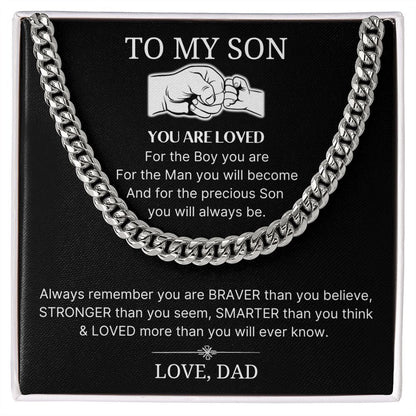 Loved More Than You Will Ever Know - Length Adjustable Cuban Link Chain For Son