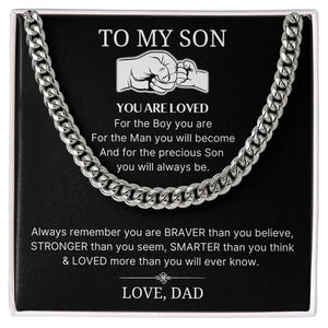 Loved More Than You Will Ever Know - Length Adjustable Cuban Link Chain For Son