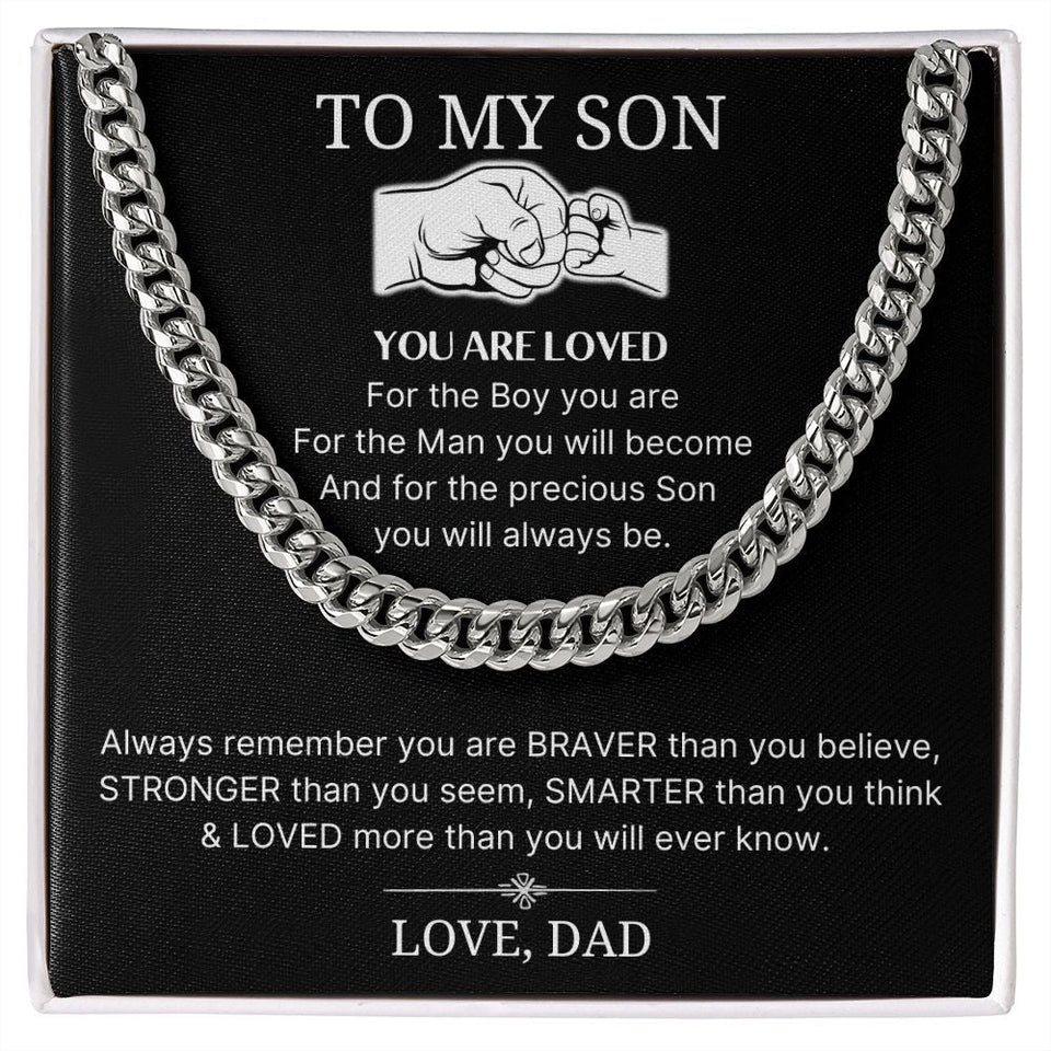 Loved More Than You Will Ever Know - Length Adjustable Cuban Link Chain For Son