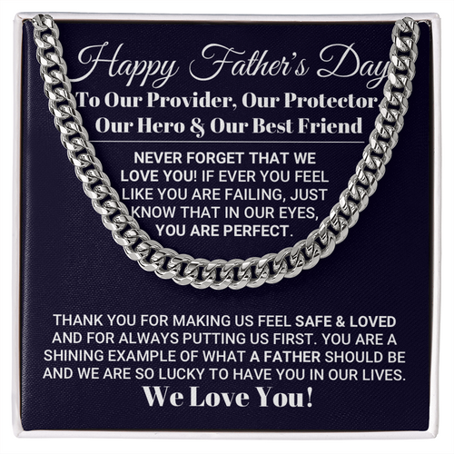Our World Father's Day Necklace, Necklace for Father, Father's Day Gift, Best Gift idea for Father, Cuban Link Chain Necklace