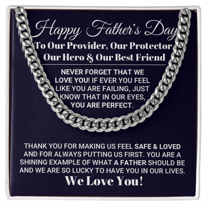 Our World Father's Day Necklace, Necklace for Father, Father's Day Gift, Best Gift idea for Father, Cuban Link Chain Necklace