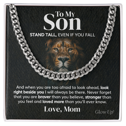Pamaheart- To My Son - Stand Tall - From Mom - Cuban Link Chain, Gift For Man, Husband, Gift For Birthday, Christmas
