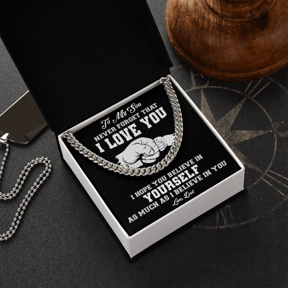 My Son | Never Forget - Cuban Link Chain Gift For Mom, necklace For Wife, Gift For Mother's Day