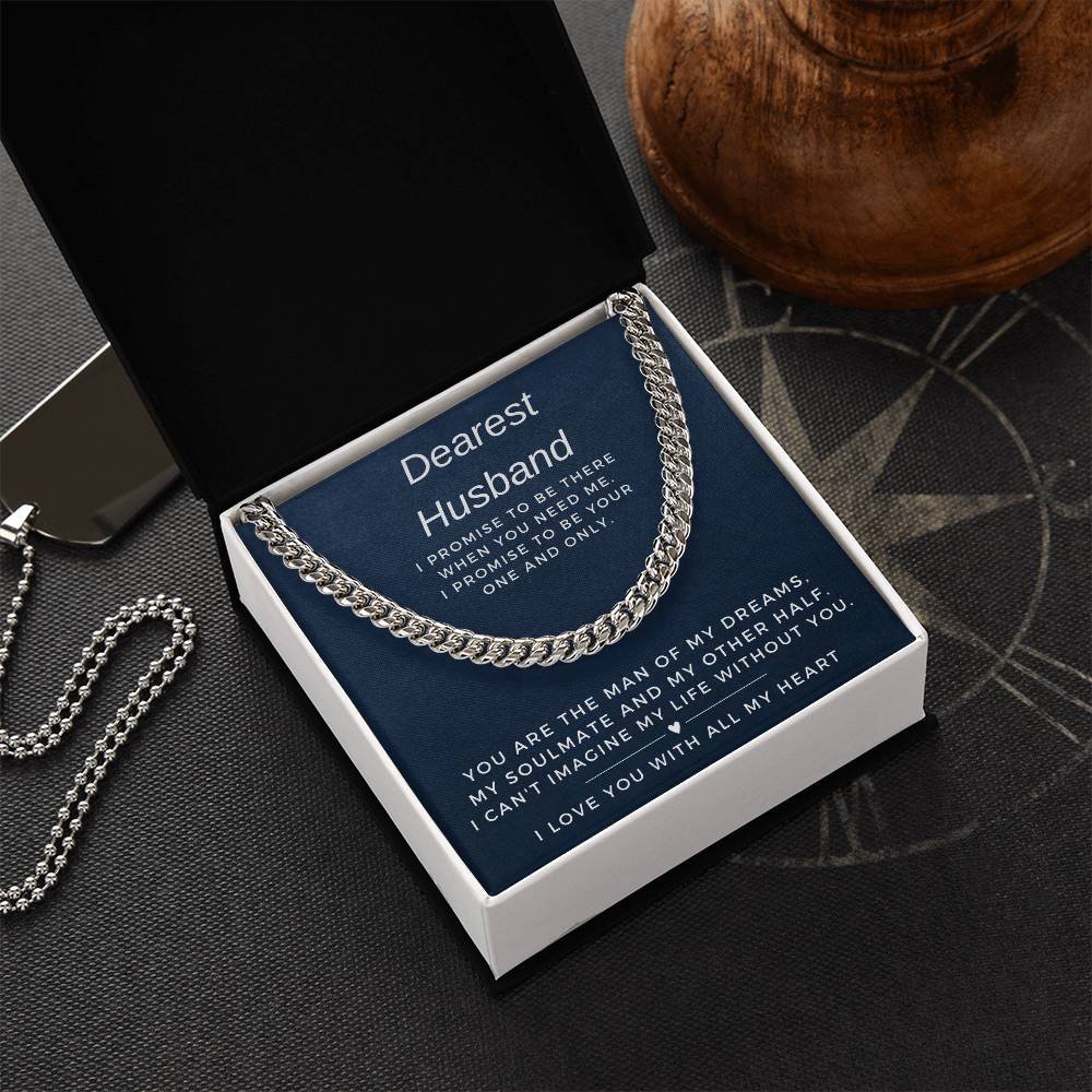 Dearest Husband Cuban Link Chain Necklace for Men