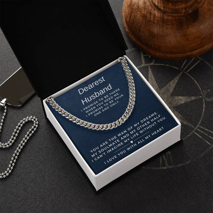 Dearest Husband Cuban Link Chain Necklace for Men