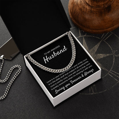 Love Is In Your Kisses - Length Adjustable Cuban Link Chain For Husband