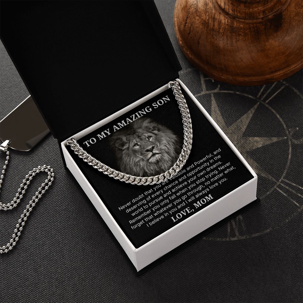 Never Doubt - Length Adjustable Cuban Link Chain For Son