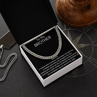 To My Brother - Cuban Link Chain - Always There - Black Card Gift For Mom, necklace For Wife, Gift For Mother's Day