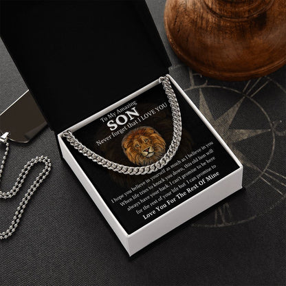 To My Son - Love You For The Rest Of Mine, Cuban Link Chain Necklace Gift for Son on Special Day